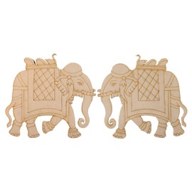 Aumni Crafts Pre-Marked Laser Cut MDF Cutouts 6x5.5 Inch (1 Set, Right + Left) Elephant 3mm Thick Wood Shapes Bases for DIY Painting Arts Wall Hanging Decoration