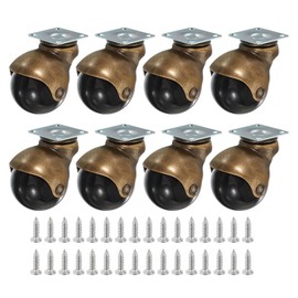 PATIKIL 2 Inch Ball Caster Wheels Set of 8, 360° Rotating Swivel Top Plate Wheels with M8 Screws for Furniture Table Cabinet Bronze