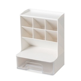 Desktop Storage Box Multi Compartments Pencil Sundry Holder with Drawer Plastic Stationery Organizer Transparent Drawer