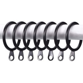 iPEAK 24 Pieces Curtain Rings 38mm Internal Diameter Metal Curtains Large Rings Hanging Hooks For Curtain Rods Pole (Black)