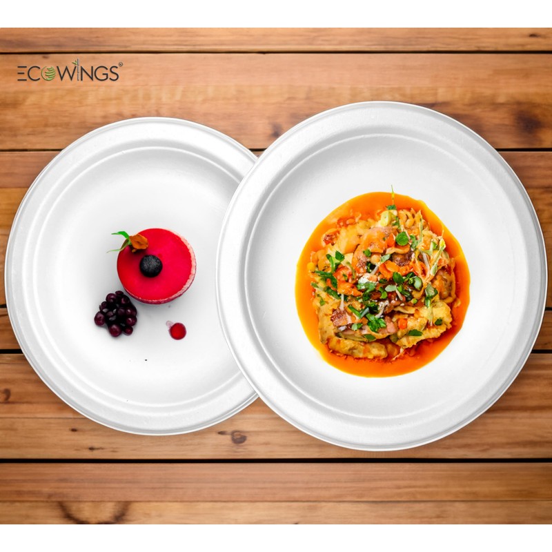 ECOWINGS 9 inch Biodegradable Plates, Eco-Friendly and Compostable - Better