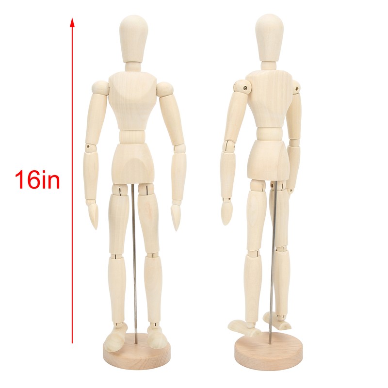 16in Wooden Mannequin Mini Flexible Rotating Sketch Drawing Wooden Figures
