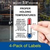ComplianceSigns.com Vertical Proper Holding Temperatures Label Decal with Symbol, 5x3.5