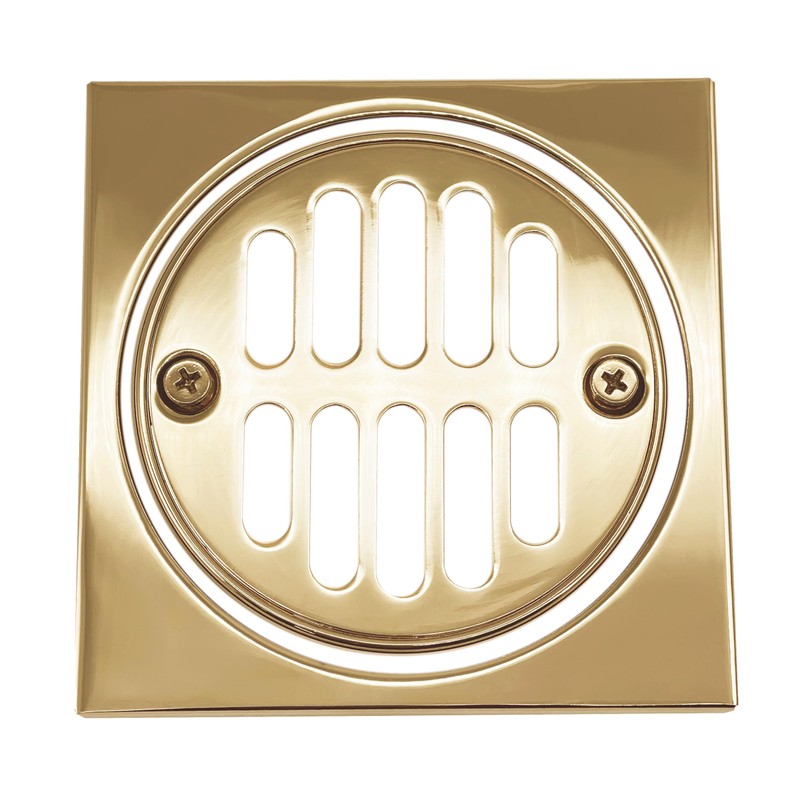 Westbrass Shower Strainer Set Square with Crown, Polished Brass, D313-03