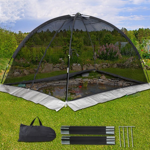 Kapler Pond Cover Net Garden Cover Dome 10x8FT Pond Covers for Outdoor Ponds Fall Winter Pond Cover with Zipper & Stakes Black Nylon Mesh Koi Fish Ponds Cover to Keep Out Leaves Animals
