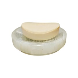 Genérico Set de 3 Jaboneras Redondas de Ónix Blanco Hielo 13 x 3 cm para Baño, Modelo LZ
