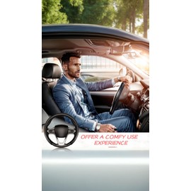 Honwor Enhance Your Drive: Non-Slip Carbon Fiber Steering Wheel Cover - Universal Fit, Stylish & Safe - Black Car Accessory