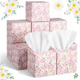 Fourluoo 12 Pack Valentine's Day Facial Tissues Cube Boxes Face Tissue Box 600 Sheets 3 Ply Small Square Tissues Bulk for St. Patrick Spring Easter Car Bedroom Supplies(Daisies)