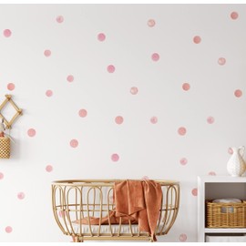 QuoteMyWall 60 Water Colour Pink Polka Dot Wall Sticker Blobs Round Curcle Girls Wall Decals Childrens Bedroom Wall Art Nursery Dots