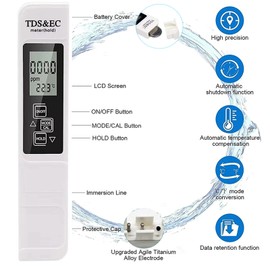 Yuentoen Tds Meter Digital Water Tester,TDS Tester 3-in-1 TDS EC & Temperature Meter Ultrahigh Accuracy Digital Water Quality TDS Tester