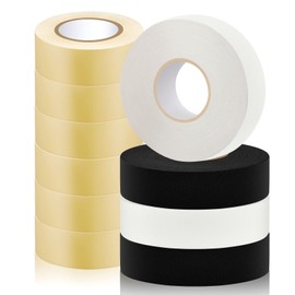 Meooeck 10 Rolls Clear Hockey Tape Multipurpose Hockey Stick Tape Adhesive Shin Pad Sock Tape for Ice Skate Sports Gifts Gear Equipment (Clear, White, Black, 22 Yard)