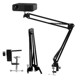 Foldable Projector Stand, 360° Adjustable Table Projector Stand with 1/4 Thread and C-Clip Adjustable Projector Stands for Home Cinema Office Games Room, 1 Piece, Black
