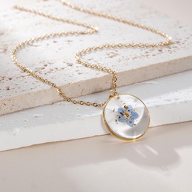 Forget Me Not Necklaces Cameo Necklaces Cameo Jewelry Gifts for Mother Miscarriage Loss of Life Sympathy Gifts Memorial Gifts Jewelry (blue flower forget)