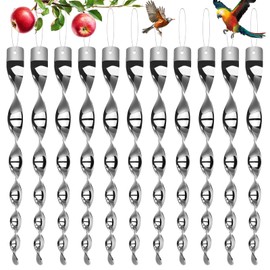 AOOWU 12Pcs Reflective Bird Deterrent Rods, 6 Color 30cm Hanging Bird Repellents Reflective Wind Spiral, Keep Birds Away from Your Home, Garden, Patio, Scare Pigeons, Seagulls, Owls