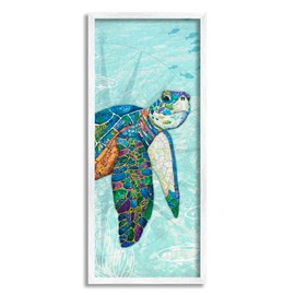 Stupell Industries Sea Turtle Underwater Ocean Mosaic Style Collage Framed Wall Art, Design by Lisa Morales