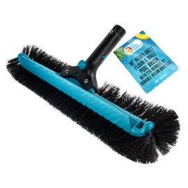 U.S. Pool Supply Professional 18" Heavy-Duty Floor & Wall Pool Brush with 270 Degrees of Durable Nylon Bristles - Reinforced Handle, Scrub Clean Corners, Steps, Leaves Debris - Safe for Vinyl Liners