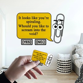 It Looks Like Youre Spiraling Wall Decal Vinyl Sticker Retro Clippy Meme Sarcastic Tech Humor Transparent, DTF, Large Vinyl Nursery Wall Decal for Home & Room Boys & Girls Bedroom Decor
