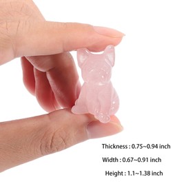 moonsix Pack of 2 Craved Crystal Dog Pocket Stone Guardian Animal Puppy Statue for Garden Home Office Decor, Rose Quartz