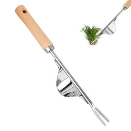Stainless Steel Weeder Root Weeder with Wooden Handle, Manual Weeder for Digging, Manual Weeder Made of Stainless Steel, Weeding, Loosening, Gift for Gardeners, Gardeners, Garden Tools