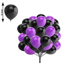 Black & Purple Balloons - Pack of 30 12 Inch Plain Balloons for Birthday, Wedding & Party Decorations