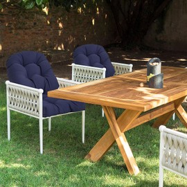 Jaysydd 2 Pack Waterproof Outdoor Chair Cushions, Thick Tufted U-Shaped Seat Cushions with Adjustable Ties for Garden Chairs, Patio Furniture, 19x19x4.5 Inches