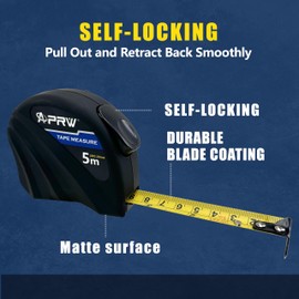 2 Pack Tape Measure 16ft,Self-Locking Measuring Tape Retractable Easy to Read Imperial/Metric,Measurement Tape 19mm Wide Nylon Blade(Black)