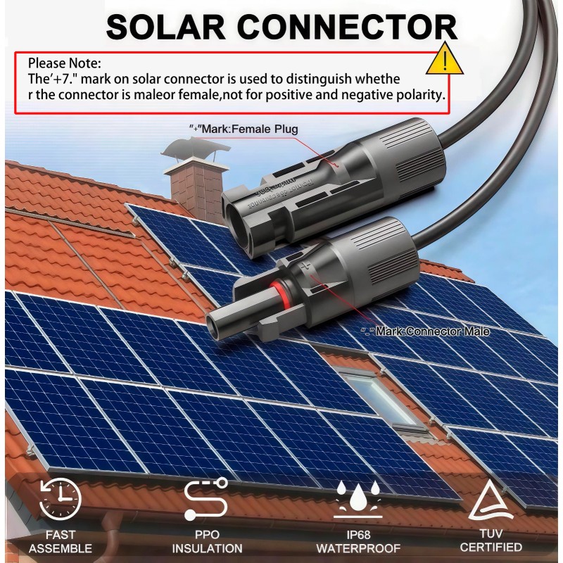 Fullecty 16.5FT Solar Extension Cable 8mm Plug for Jackery/BLUETT