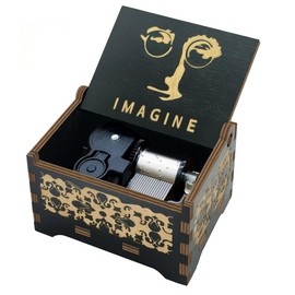 Imagine Music Box - 18 Note Original Hand Cranked Mechanism Music Box Craft Gurdy (Imagine)