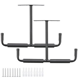 HOME RIGHT Overhead Garage Storage Rack, 16.5 Inch Heavy Duty Ceiling Double Storage Hooks Utility Hanger for Hanging Lumber Ladder Tool Bike & Other Bulky Items (2 Pack, Black)