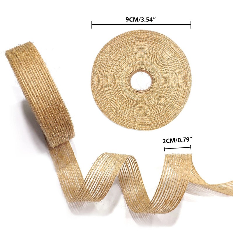 2 Rolls Burlap Craft Ribbon and 1 Bundle Natural Jute