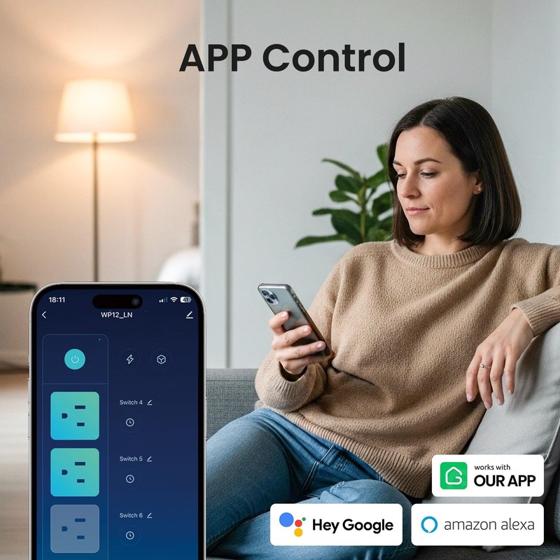 GHome Smart Power Strip, WiFi Surge Protector with 6 Individually