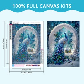 SENQAO Peacock Diamond Painting Kits for Adults, Peacock Diamond Painting DIY 5D Full Drill Diamond Art Kit for Adults Beginner, Diamond Dots Painting Craft for Home Wall Decor 12x16 Inch