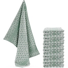 normani 3 or 6 Tea Towels 100% Absorbent Cotton Tea Towels Terry Cloth Tea Towel 50 x 70 cm Colour 12 x Green