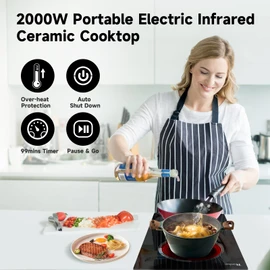 Nardea 12 inch Stove burner estufas eléctricas de cocina glass top electric bumer 2 Burners Hot Plates portable stove top 2 Burner Electric Cooktop electric burners for cooking Countertop Built-in