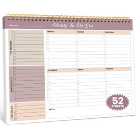 Weekly To Do List Notepad with 52 Undated Sheets（8.5"×11"）- Undated Weekly Planner Notepad for Office Desk Accessories and Supplies - Midnight Lilac