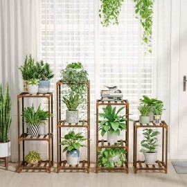 Bamworld 4 Sets of Package Plant Stands Indoor Combo Plant Shelves Outdoor Wo...