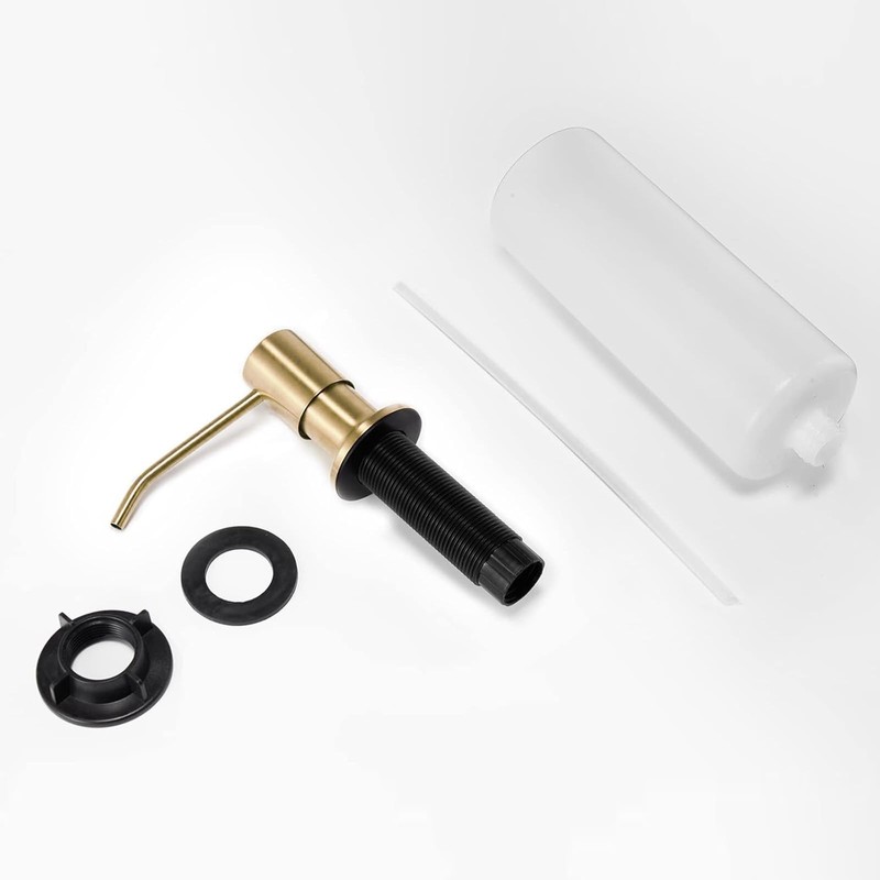 FORIOUS Brushed Gold Soap Dispenser for Kitchen Sink with 500ML/18OZ