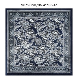 GERINLY Silk Feel Wild Rags for Men Paisley Print, Cowboy Big Neck Scarf Rancher Cravat, Square Head Bandana (Blue)