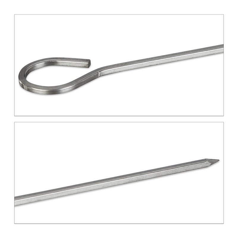Relaxdays Schaschlickspieße Edelstahl, 10er Set Grillspieße, 30 cm Fleischspieß, silber