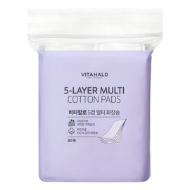 Vitahalo 5-ply multi-cotton cotton pad, 80 pieces, 1 piece / 비타할로 5겹 멀티 화장솜, 80개입, 1개