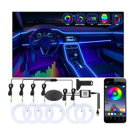 5 in 1 Car Led Strip Lights with App Control, RGB Colors Interior Car Lights, Ambient Led Lighting Kit, 4 Light Flashing Modes, USB Neon Accessories for Doors, Center Console