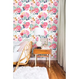 AutoGoody 3ft x 30ft Floral Flowers Wallpaper Vinyl Film Sticker Peel-and-Stick 36"x360" W