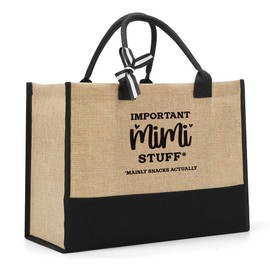XHK Mimi Gifts Christmas Birthday Mother's Day Thank You Getaway Gifts for Mimi, Mimi Tote Bags, Reusable Beach Grocery Shopping Tote Bags for Women, Important Mimi Stuff Tote Bag