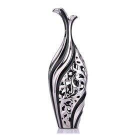 19.6" Tall Large Floor Vase Decorative, Black Silver Floor Large Vases, Wedding Premium Decor Pampas Grass Single Flower Vases, Modern Tall Floor Vase for Living Room Dining Room Entryway Home Decor