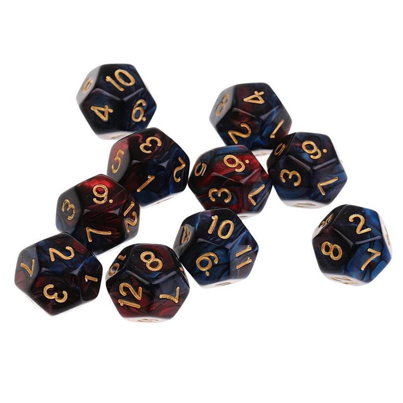 Yourandoll 10pcs Polyhedral Dice D12 Dice 12 Dice for Dungeons