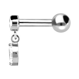 PIERCINGLINE 3-Piece Titanium Ear Piercing with Internal Thread + Crystal + Crystal Drops + Ball Piercing Nose Ear Helix Tragus Choice of Colours and Sizes, Titanium