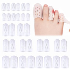 BILIBON 32 Piezas Juego Protectores de Dedos de Los Pies Silicona, 8L+12M+12S Tapas para Los Dedos Transpirables, Reduce La Fricción y Alivia el Dolor de Callos, Ampollas y Uñas Encarnadas