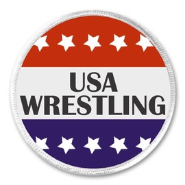 Wrestling Red White Blue Stars 3" Sew On Patch - Wrestler