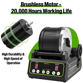 C1 Pro Brushless Rock Tumbler Kit - Professional Large 2.5LB Capacity, Up to 3X More Durable, Ultra Long Working Life Rotary Polisher with Full Accessories & Memory Function, Ideal for Adults
