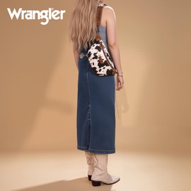 Wrangler Cow Print Crossbody Bags for Women Fanny Pack Western Belt Bum Sling Purse with Adjustable Strap